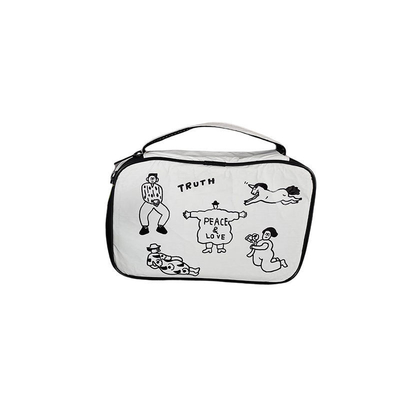 Elegante modello floreale bianco grande capacità borsa lavabile da viaggio cosmetica con cerniera