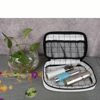 Elegante modello floreale bianco grande capacità borsa lavabile da viaggio cosmetica con cerniera