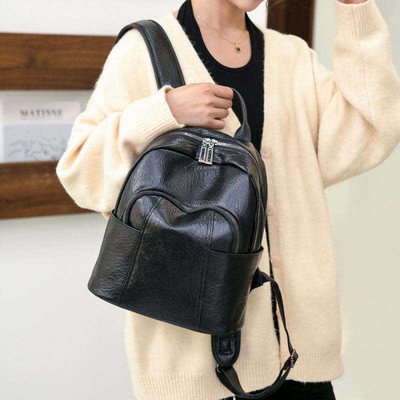 Zaino da viaggio in cuoio PU unisex per ragazze impermeabile ed ecologico