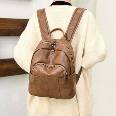 Prova comfort e durata con uno zaino mini in pelle trapezoide PU unisex