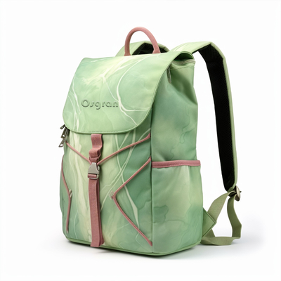 Zaino da viaggio in nylon impermeabile con doppia tasca anteriore e zip portabile