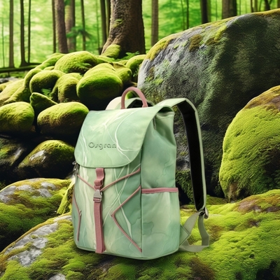 Zaino da viaggio in nylon impermeabile con doppia tasca anteriore e zip portabile