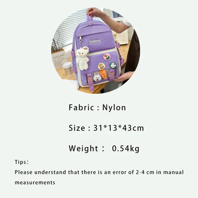 Ingrosso Carino 4pcs/Set Borsa per la scuola elementare Ragazze Harajuku Kawaii Borsa per studenti Borsa per libri Adolescenti Borsa da mano Studente di grande capacità Zaino per ragazze Zaino per scuole Set