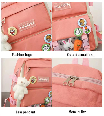 Ingrosso Carino 4pcs/Set Borsa per la scuola elementare Ragazze Harajuku Kawaii Borsa per studenti Borsa per libri Adolescenti Borsa da mano Studente di grande capacità Zaino per ragazze Zaino per scuole Set